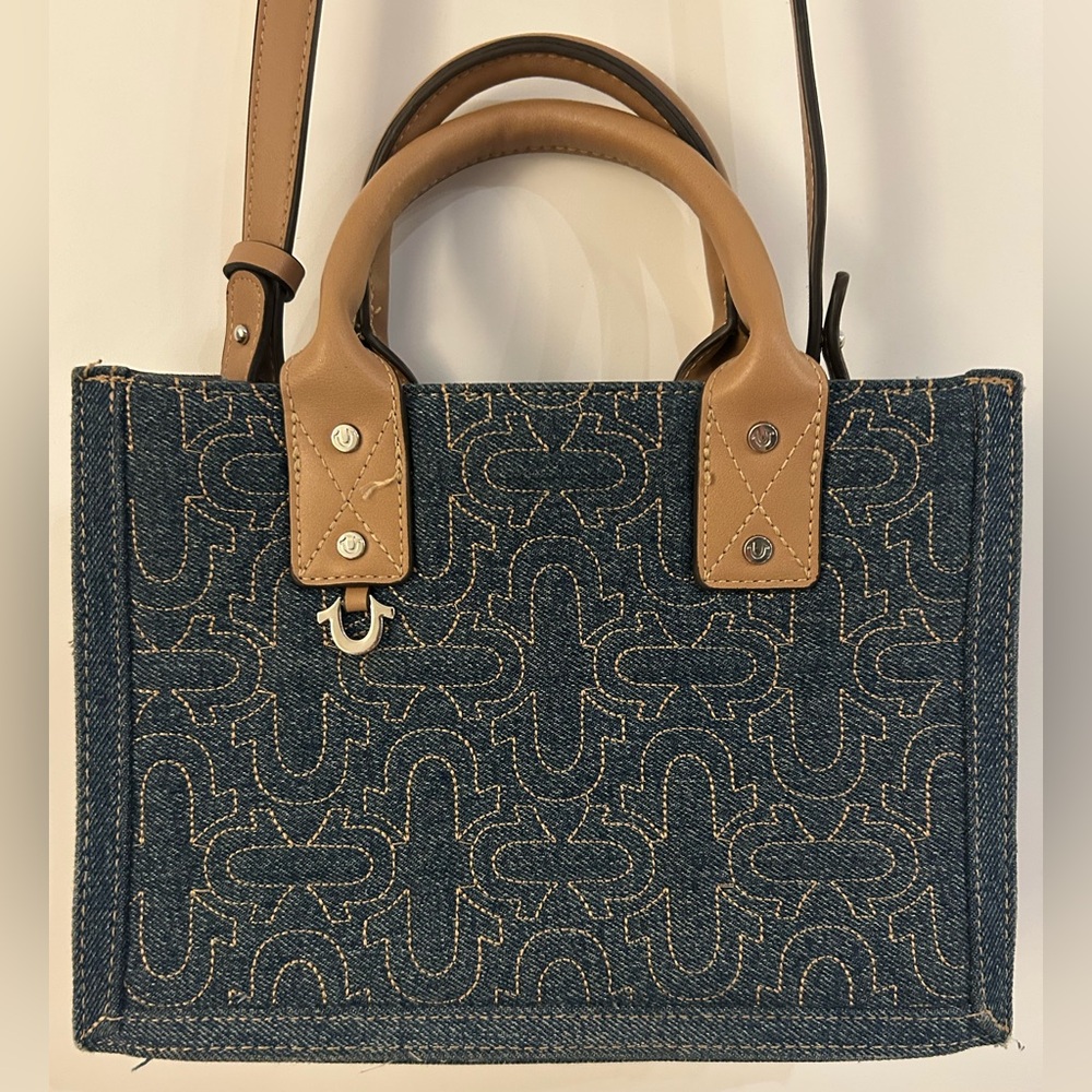 True Religion Denim Mini Tote Bag – Adjustable Crossbody strap & Top Handle